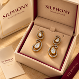 925 Silver Moissanite Polki Paisley Drop Earrings