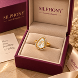 925 Silver Moissanite Polki Pear Ring