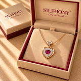 925 Silver Moissanite Red Heart Quartz Chain Pendant