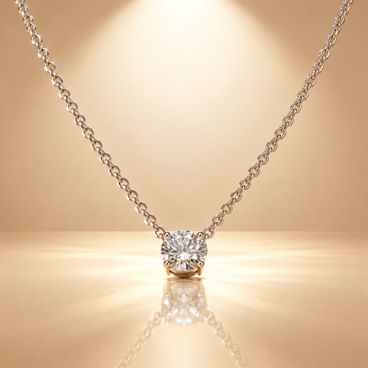 925 Silver Solitaire Moissanite Pendant Chain