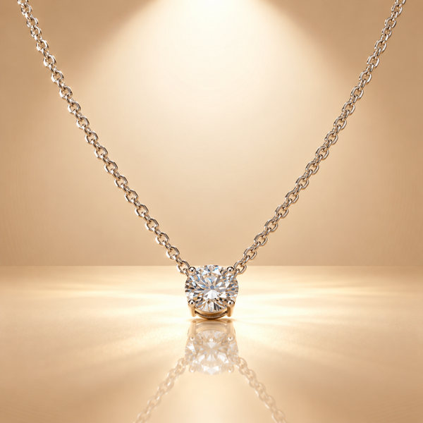 925 Silver Solitaire Moissanite Pendant Chain
