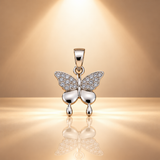 925 Silver Moissanite Butterfly Pendant For Women