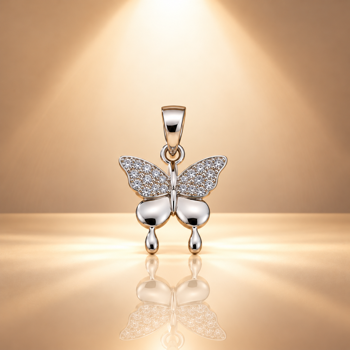 925 Silver Moissanite Butterfly Pendant For Women