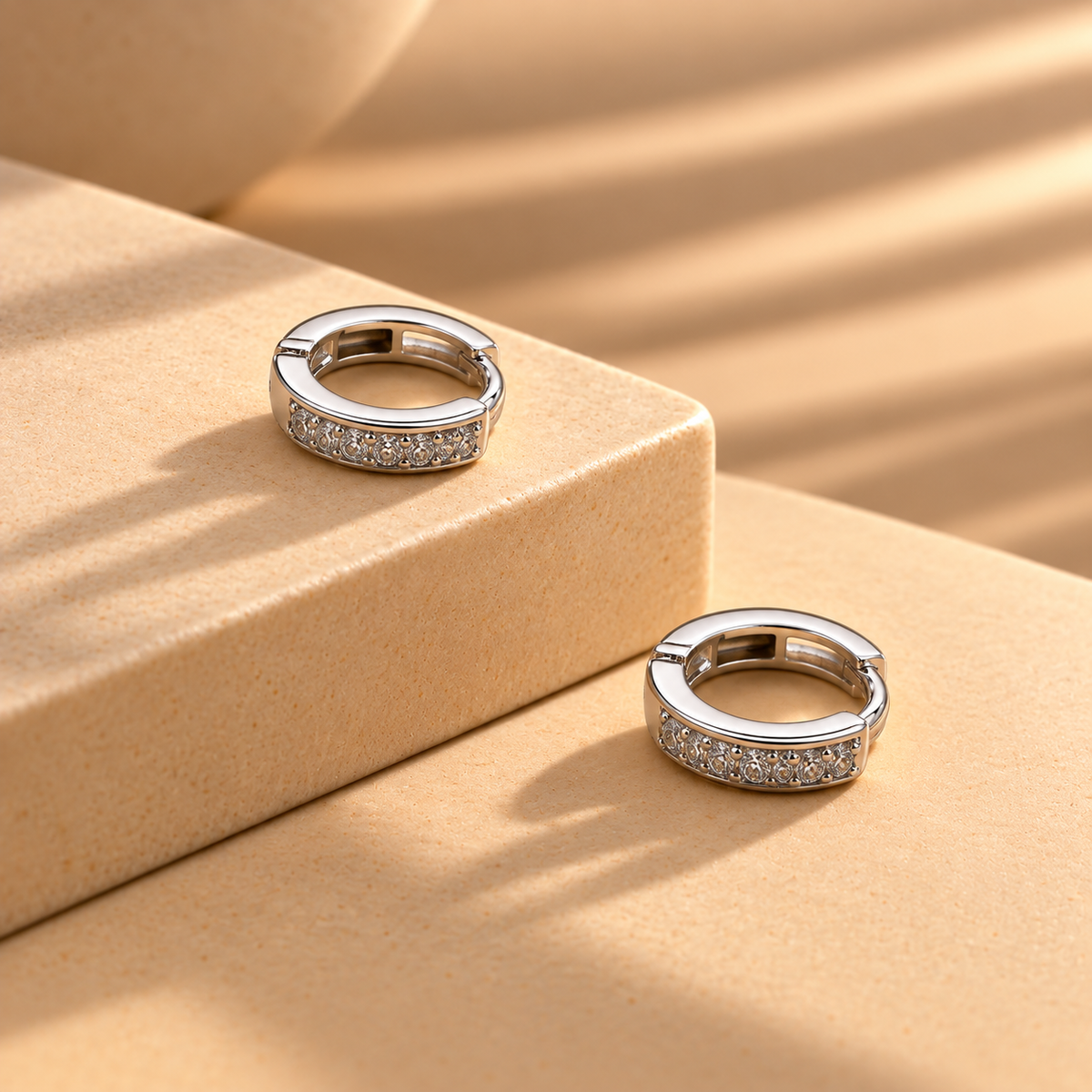 925 Silver Moissanite Huggie Hoop Earrings