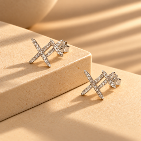 Criss Cross Moissanite Stud Earrings for Women