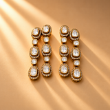 925 Silver Gold Plated Moissanite Dangler Earrings