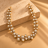 925 Silver Teardrop Moissanite Polki Necklace