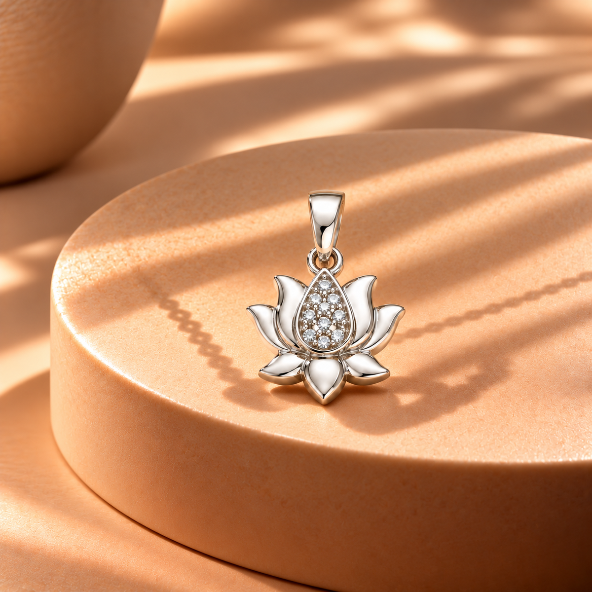 925 Silver Lotus Flower Moissanite Pendant