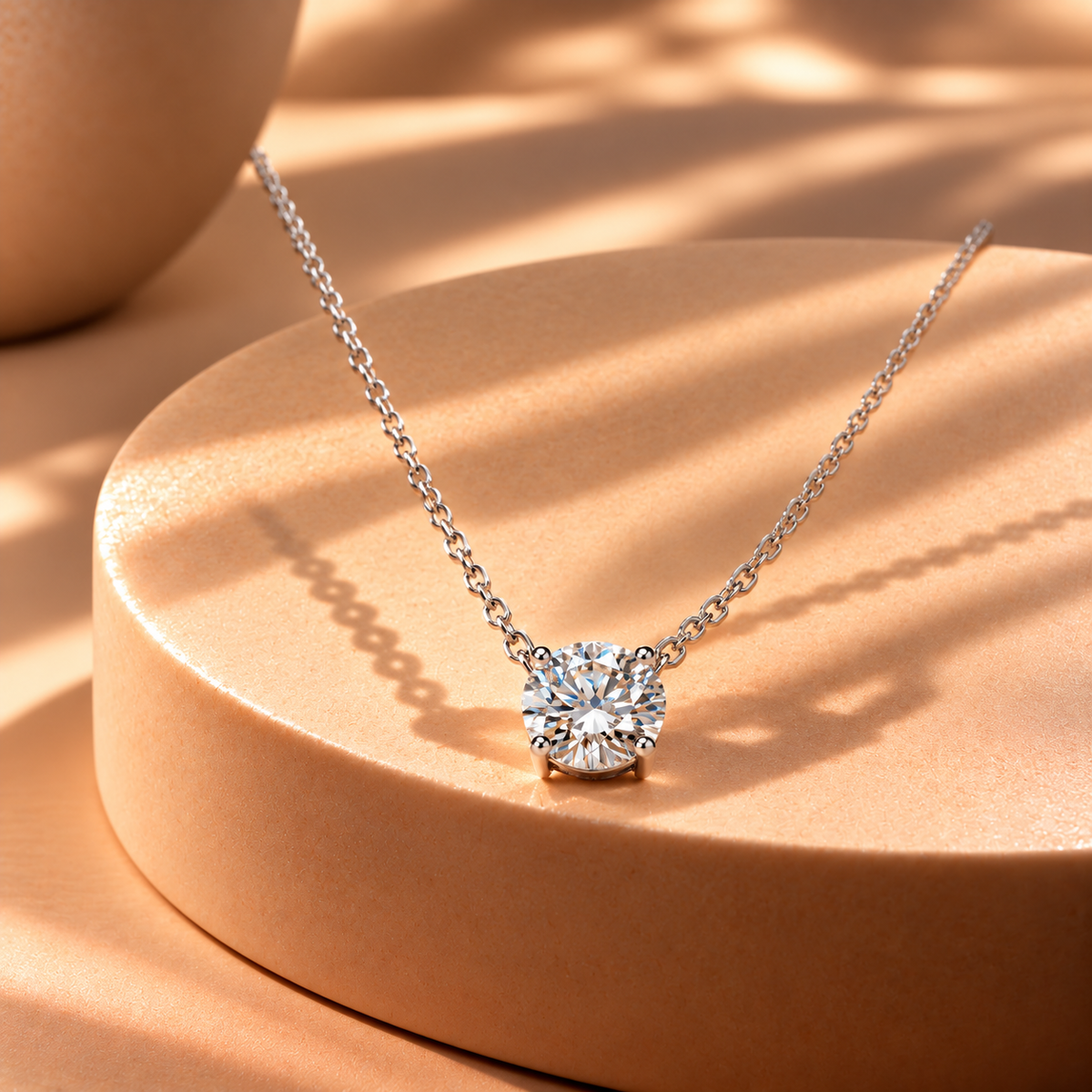 925 Silver Solitaire Moissanite Pendant Chain