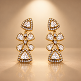 925 Silver Floral Tiered Moissanite Polki Earring