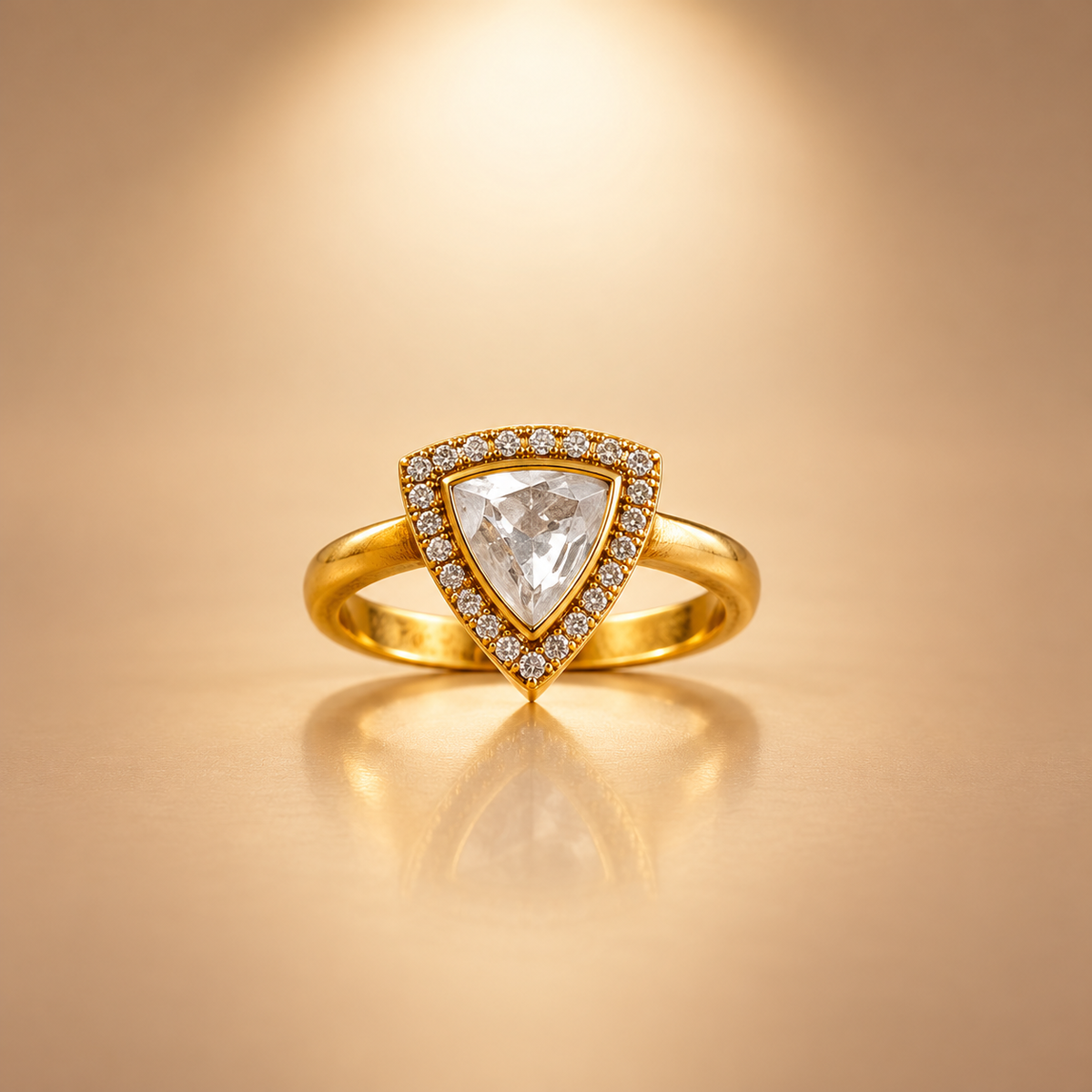 925 Silver Triangle Polki Moissanite Ring