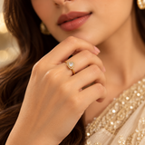 925 Silver Triangle Polki Moissanite Ring