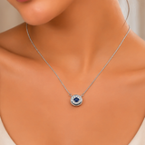 Silver Blue Quartz Moissanite Oval Chain Pendant