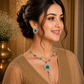 Green Red Stone Necklace Set