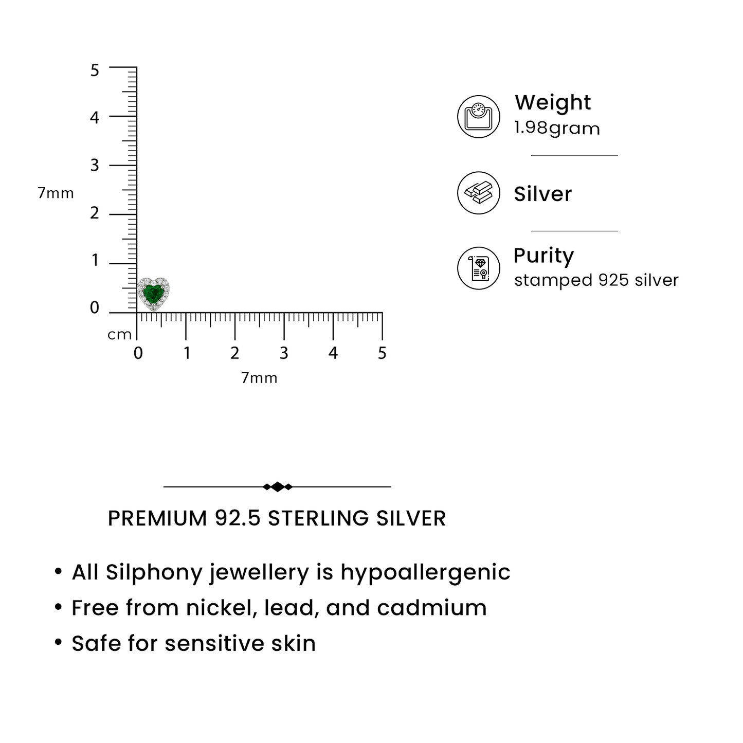 Emerald Heart - 92.5 Silver Pendant Set