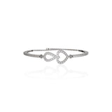 925 Silver Cubic Zirconia Twin Hearts Bracelet