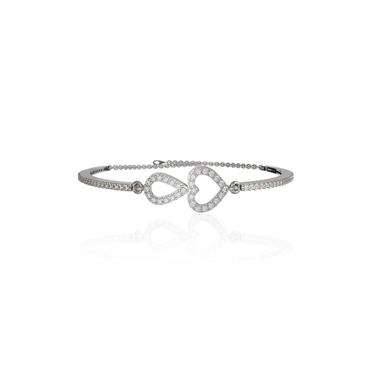 Twin Hearts – Adjustable Silver Bracelet