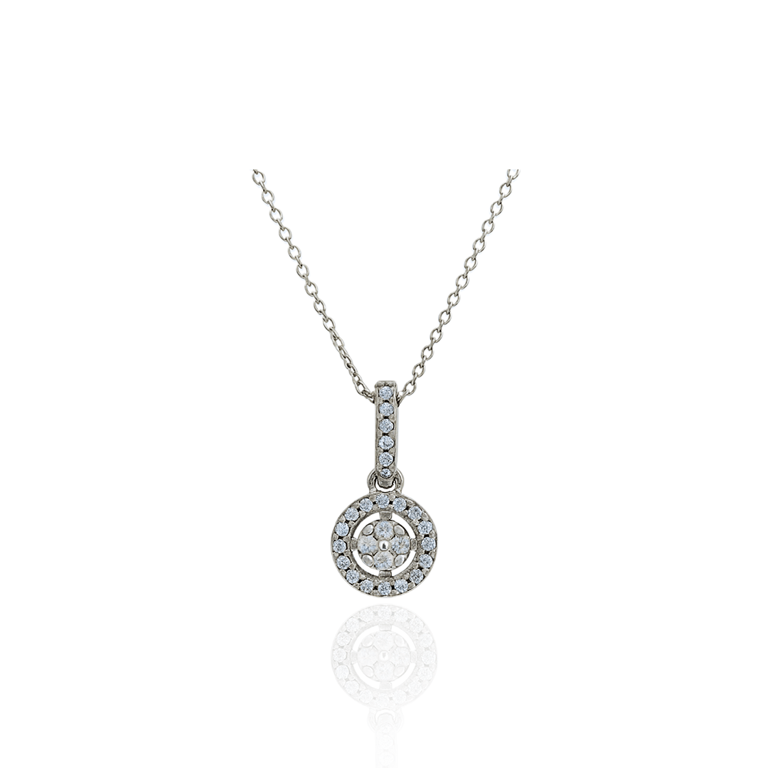 SILphony Silver Pendant Set – Elegant Diamond-Inspired Halo Design