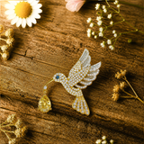 925 Silver Gold Plated Hummingbird Brooch