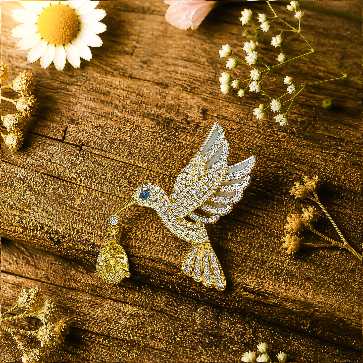 Aurelia Hummingbird Brooch Silver