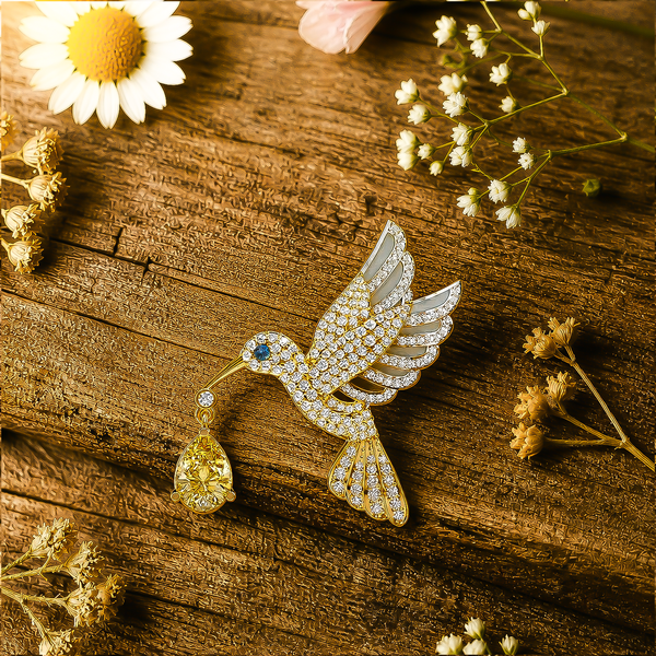 Aurelia Hummingbird Brooch Silver