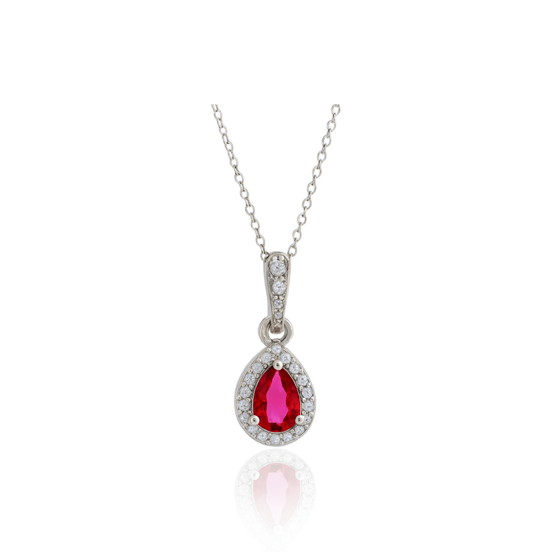 Ruby Teardrop Silver Pendant – Elegant Red Gemstone Jewellery by SILphony