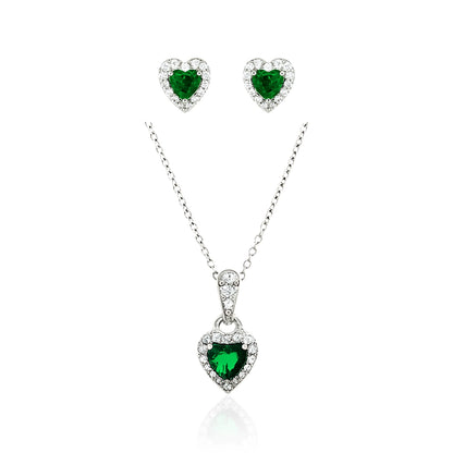 Emerald Heart - 92.5 Silver Pendant Set