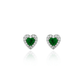 Emerald Heart Silver Earrings – Green Gemstone Halo Studs by SILphony Jewellery