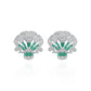 Art Deco Emerald and Diamond Style Earrings – Geometric Silver Statement Studs by SILphony