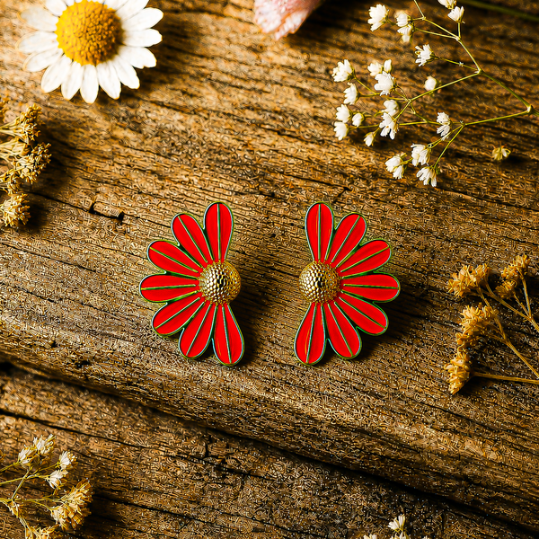 Sunset Daisy Floral Stud Earrings