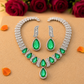 Pear-Cut Green Stone Necklace Set