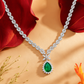 One-of-One 92.5 Silver Pear Emerald Drop Necklace Set