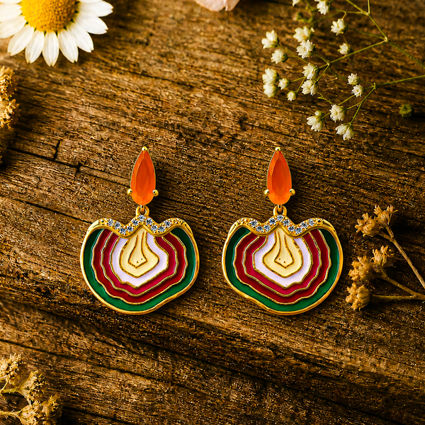 Carnelian Multi-Layer Geode Drop Earrings ( Pre-Order)