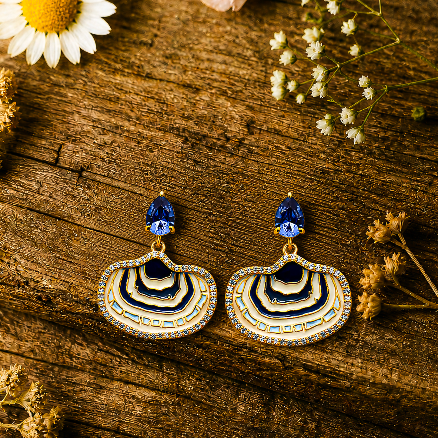 Ocean Blue Geode Drop Earrings