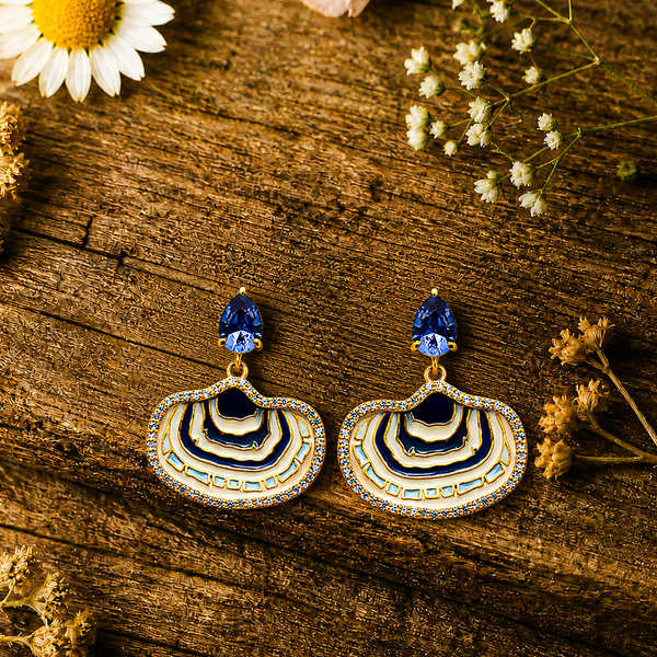 Ocean Blue Geode Drop Earrings
