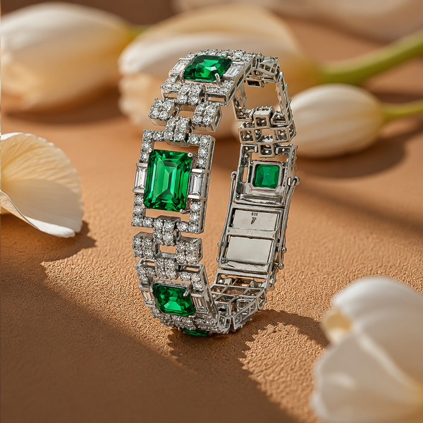 One-of-One 92.5 Silver Emerald Link Bracelet