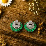 925 Silver Emerald Green Stud Earrings
