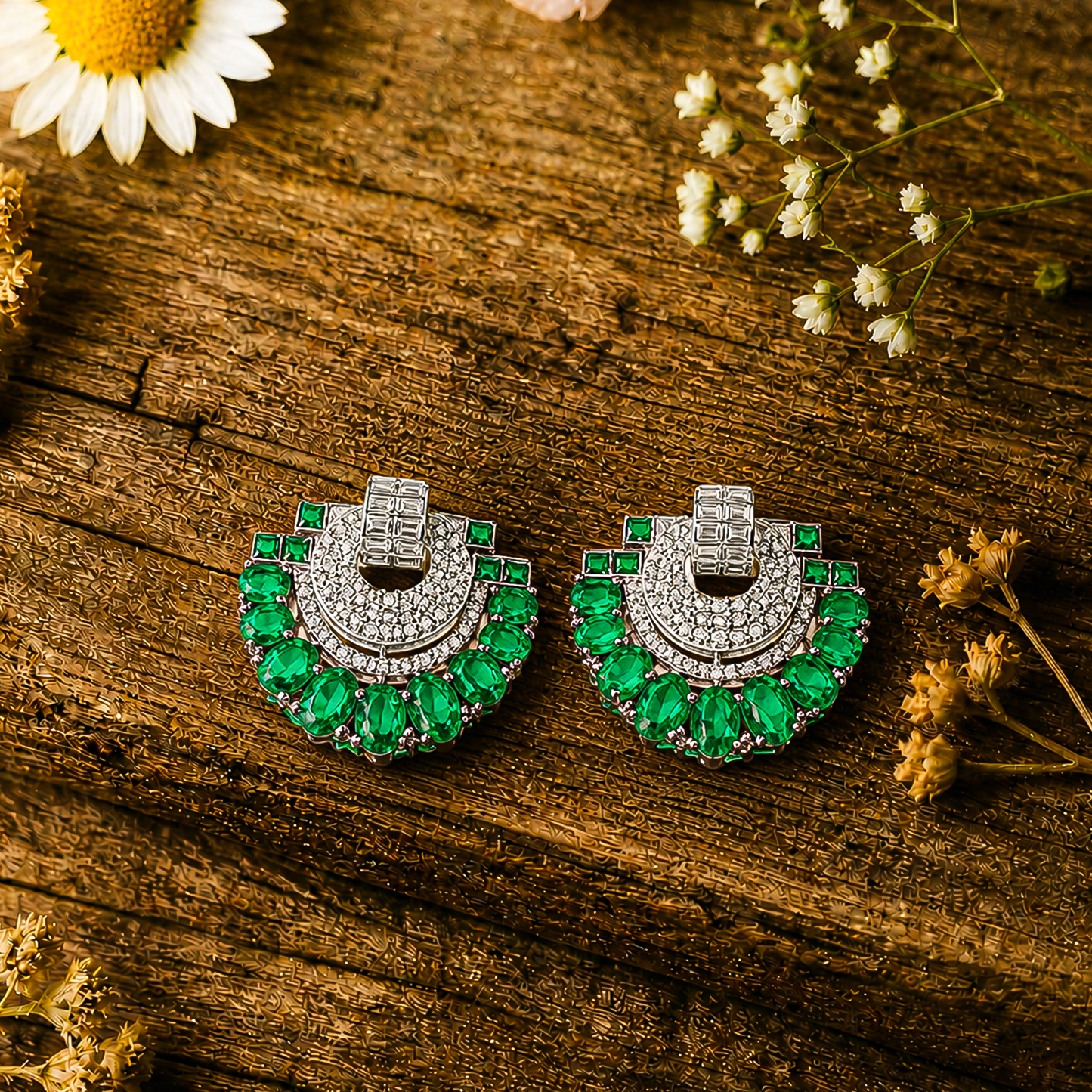 Geode Enamel Fan-shaped Earrings
