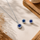 Sapphire Round - 92.5 Silver Pendant Set