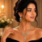 92.5 Sterling Silver Floral Necklace Set with Dual Motifs and Drop Pendant