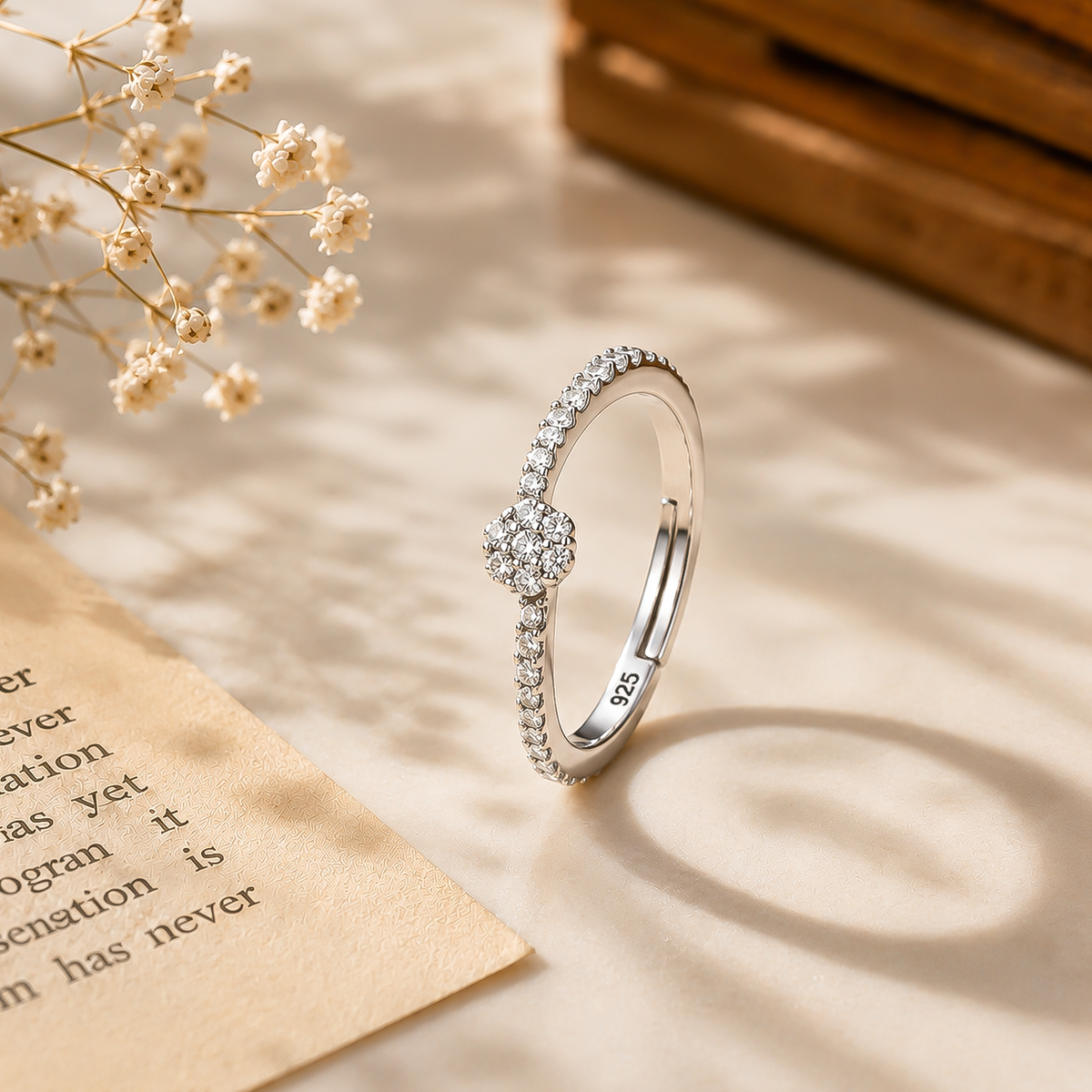 Twirl Cluster - Silver Diamond-Style Ring