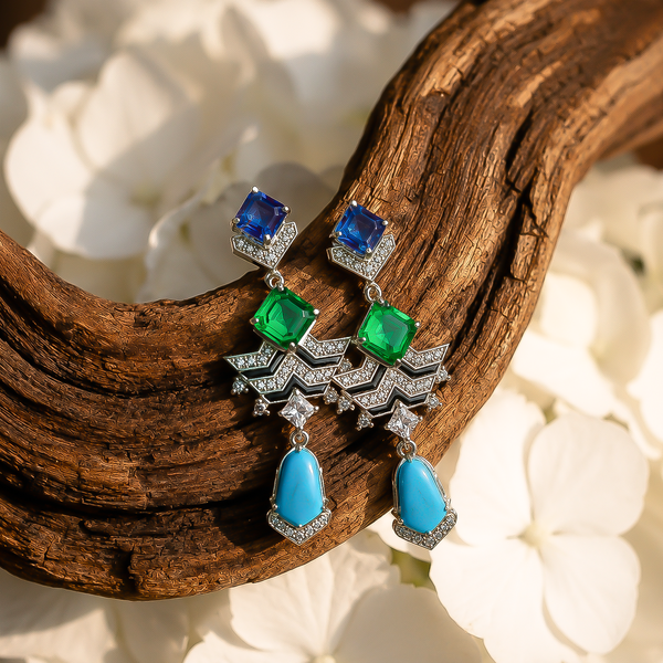 Multi-Stone Geometric Earrings