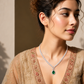 One-of-One 92.5 Silver Pear Emerald Drop Necklace Set