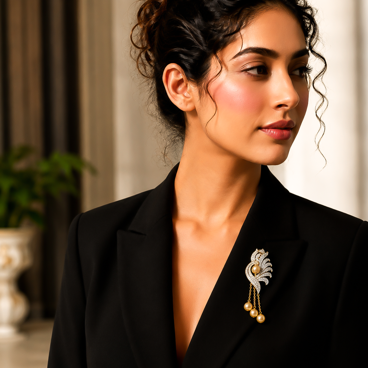 One-of-One 92.5 Silver Pearl Cascade Statement Brooch