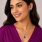 Sapphire Round - 92.5 Silver Pendant Set