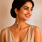 One-of-One 92.5 Silver Blue Floral Drop Earrings