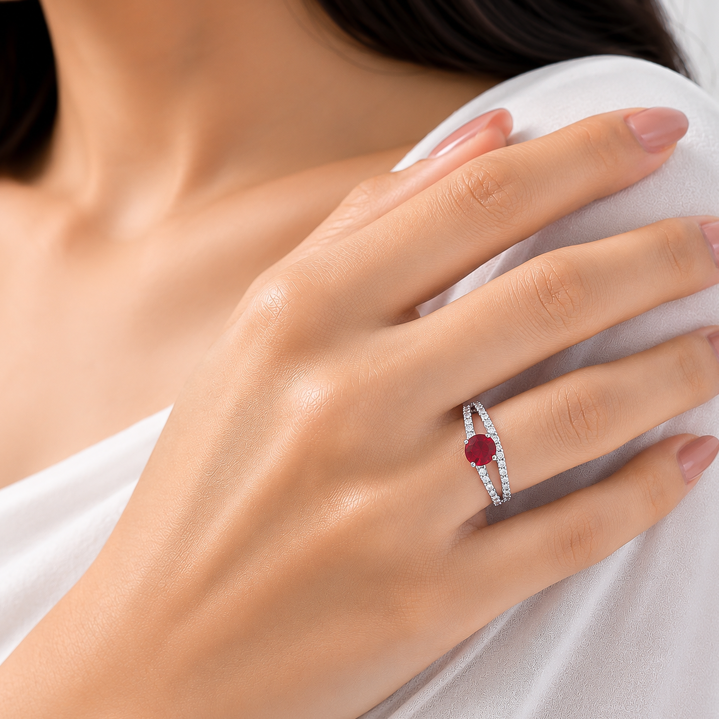 Emera Ruby Ring Silver