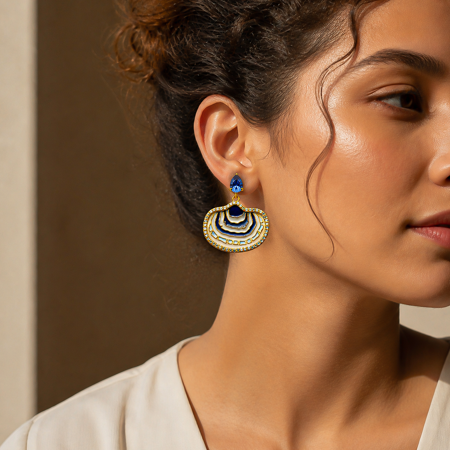 Ocean Blue Geode Drop Earrings