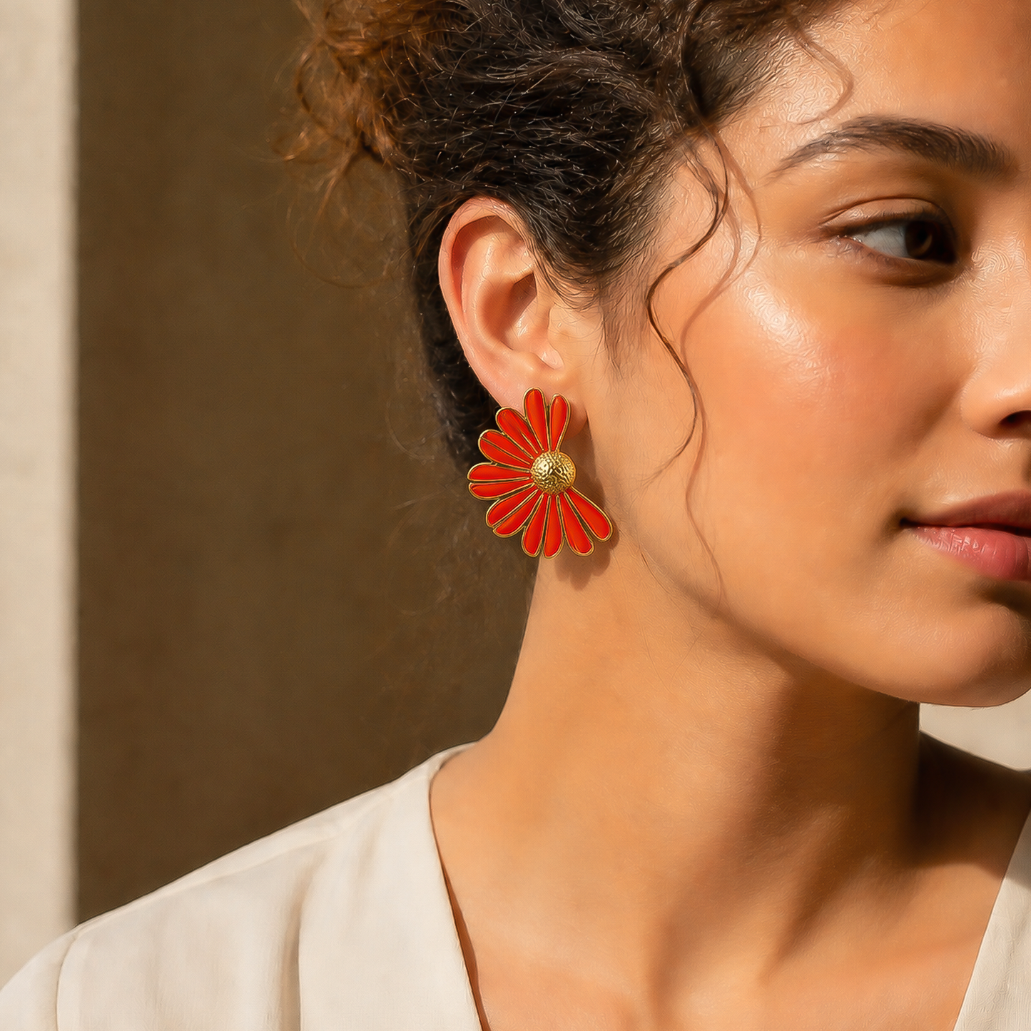 Sunset Daisy Floral Stud Earrings