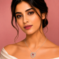 92.5 Silver Red Ruby Pear-Cut Heart Swirl Pendant Necklace